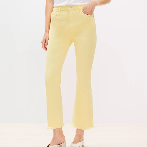LOFT THE KICK CROP JEANS HIGH RISE SIZE 16 BRIGHT YELLOW EUC ❤️ - Picture 1 of 11